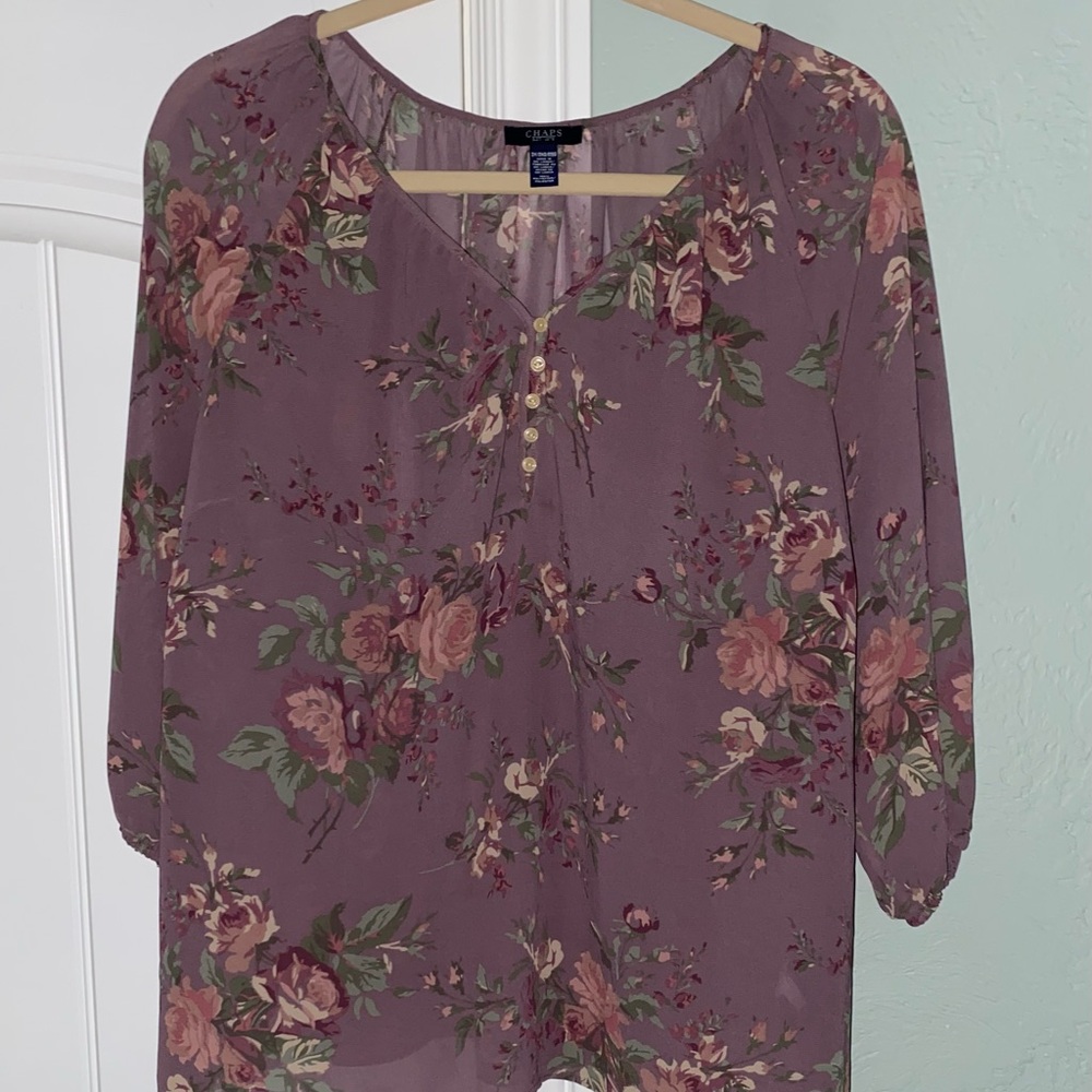 Chaps Floral Roses Blouse - Picture 2 of 9